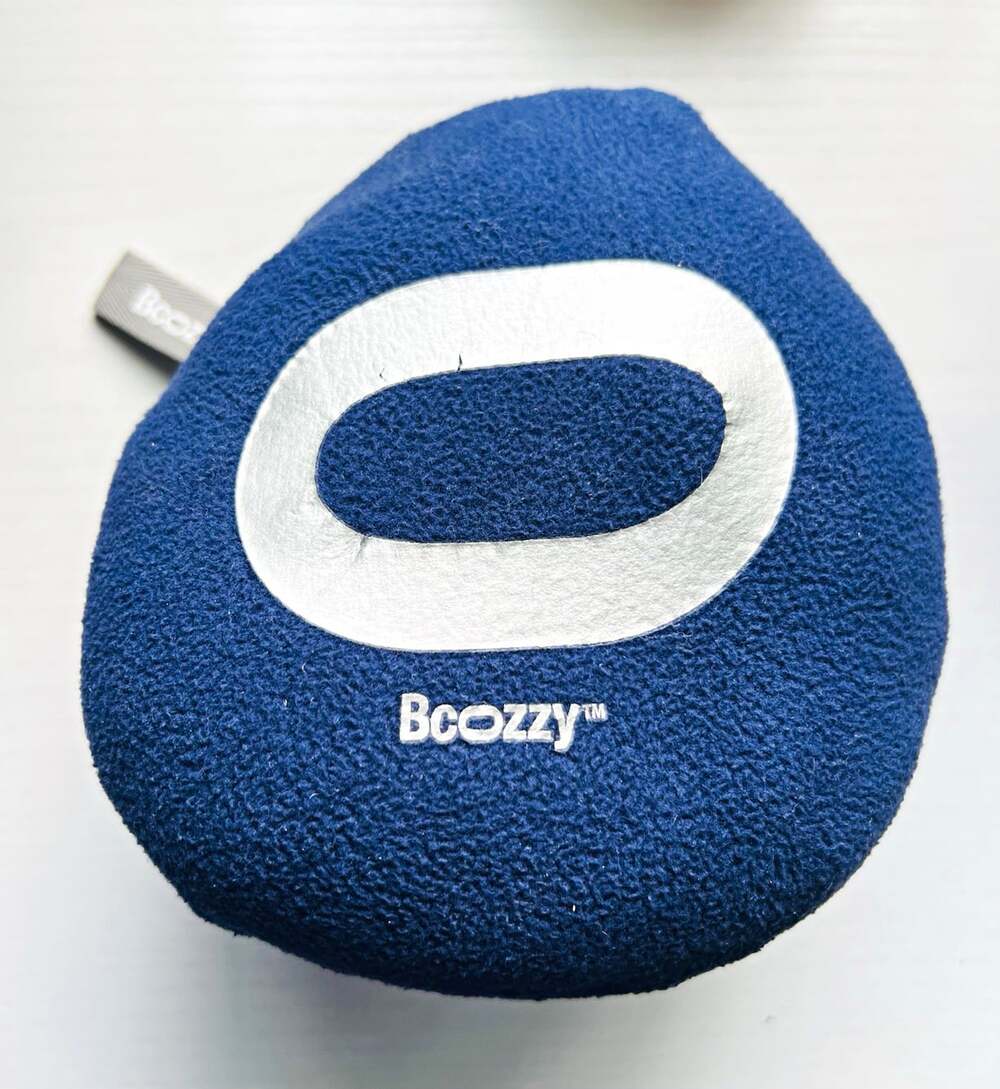 Bcozzy Travel Neck Pillow | Blue | Adjustable Ergonomic Airplane Travel Pillow